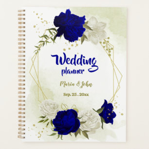 Agenda Boda floral azul real y blanco