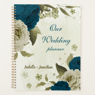Agenda boda floral beige azul turquesa