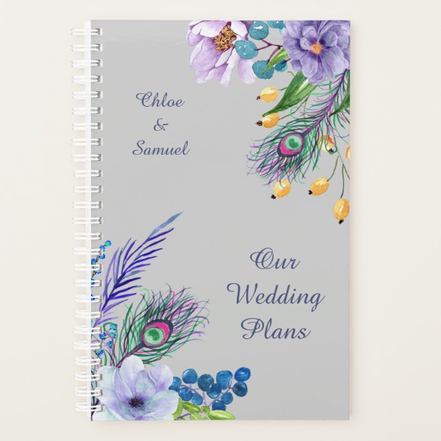 Agenda Boda floral Blue Boho (Anverso)