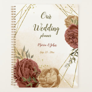 Agenda boda floral de color terracota