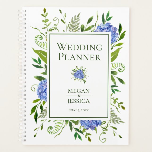 Agenda BODA floral de Hydrangeas Blue LGBTQ (Anverso)