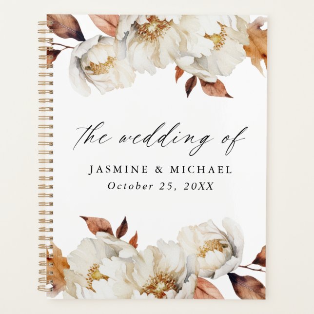 Agenda Boda floral de otoño rústico (Anverso)