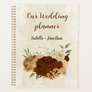 Agenda boda floral de tono de tierra de terracota