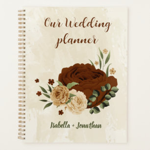 Agenda boda floral en tono terroso de terracota
