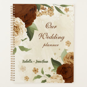 Agenda boda floral en tonos terracota