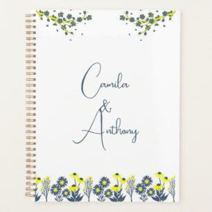 Agenda Boda Floral Floral Floral Boho amarillo azul