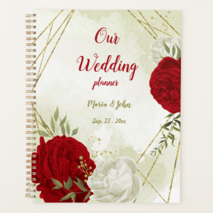 Agenda boda floral floral verde blanco rojo