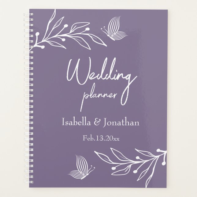 Agenda Boda floral mauve elegante romántico (Anverso)