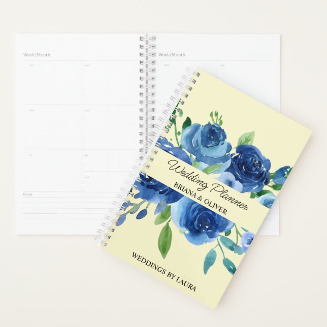 Agenda Boda floral moderna azul marino para clientes (Demostración)