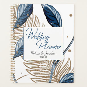 Agenda Boda Floral Moderna Elegante Oro Azul