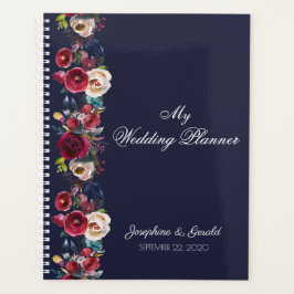 Agenda Boda floral Navy Burgundy Merlot
