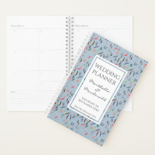 Agenda Boda floral personalizada Dusky Blue