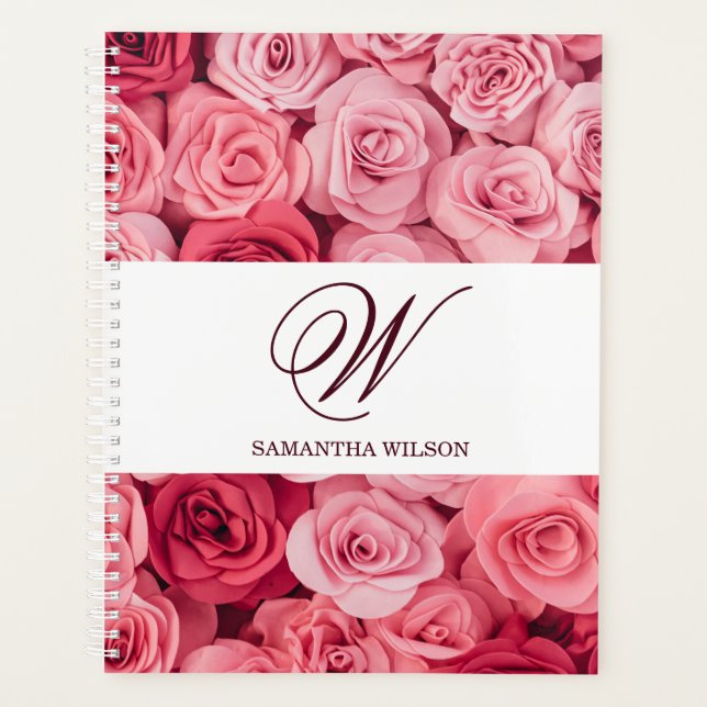Agenda Boda floral Planer libro de citas monogramado (Anverso)
