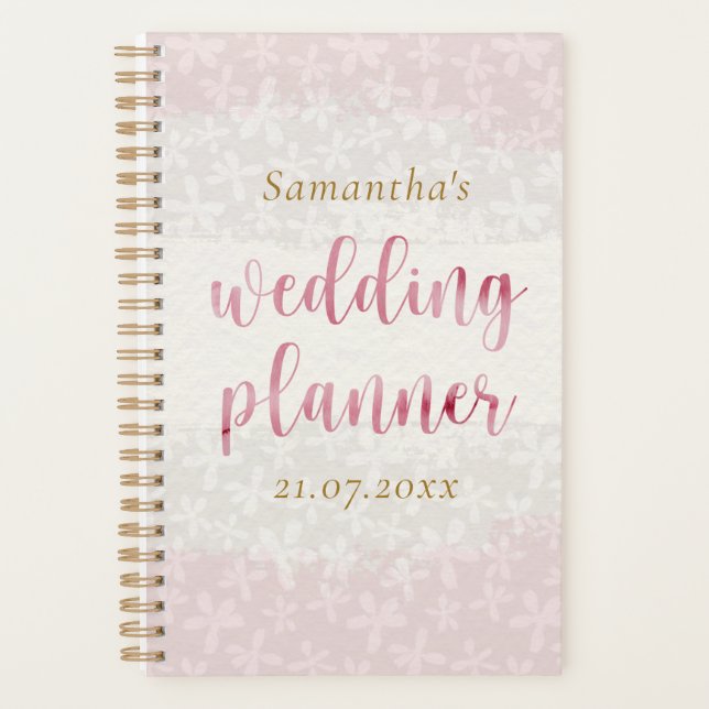 Agenda boda floral Rubor Pink Watercolor (Anverso)