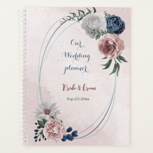 Agenda boda floral verde blanco azul rosa