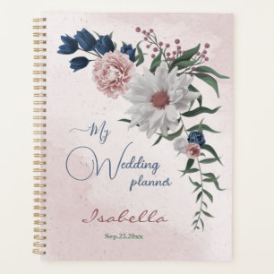 Agenda boda floral verde blanco azul rosa