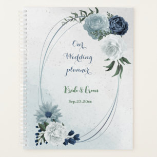 Agenda boda floral verde blanco y azul