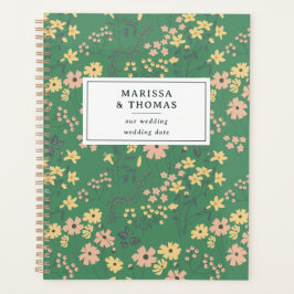Agenda Boda floral verde boho moderna