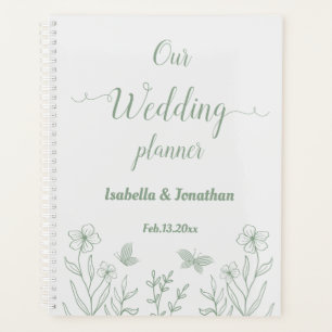 Agenda Boda floral verde de salvia elegante romántica