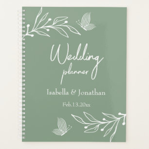 Agenda Boda floral verde de salvia elegante romántica