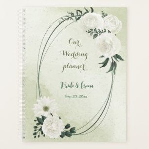 Agenda boda floral verde hermoso blanco
