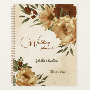 Agenda boda floral verde terracota rústica