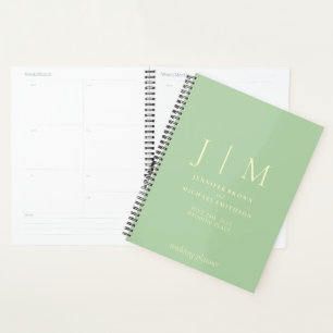 Agenda Boda Formal Simple de Día de Pistacho y Crema
