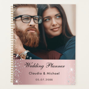 Agenda Boda foto purpurina rosa rubor novia 2023