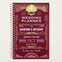 Agenda Boda Gatsby Art Deco Gold Burgundy Elegante