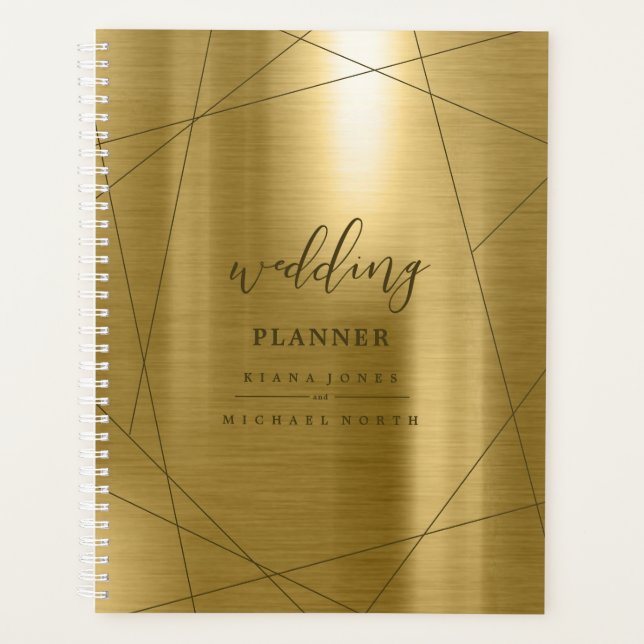Agenda Boda geométrico metálico Planes Gold ID648 (Anverso)