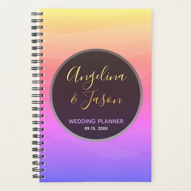 Agenda Boda moderna de negro y rosa (Anverso)