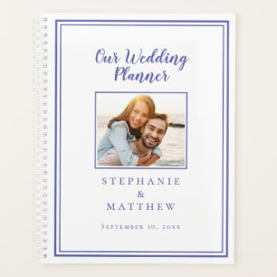 Agenda Boda moderna simple azul pervinca blanco foto