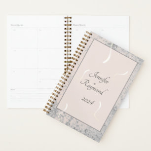 Agenda Boda Monogramado de Mármol Gris y Peach