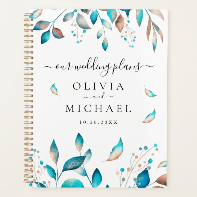 Agenda Boda Navy Elegant Greenery (Anverso)