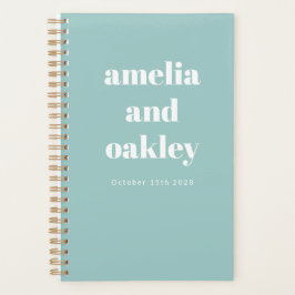 Agenda Boda personalizada Aqua Blue Retro en negrita Mini