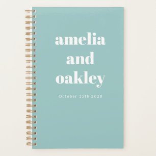Agenda Boda personalizada Aqua Blue Retro en negrita Mini