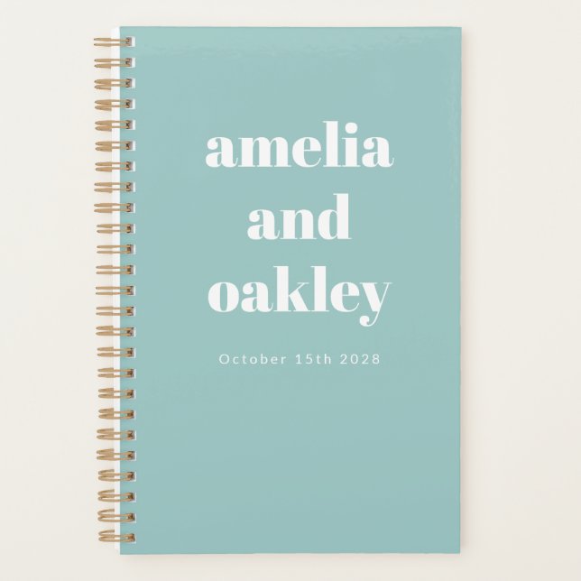 Agenda Boda personalizada Aqua Blue Retro en negrita Mini (Anverso)