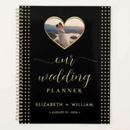 Agenda Boda personalizada con lunares dorados y negros