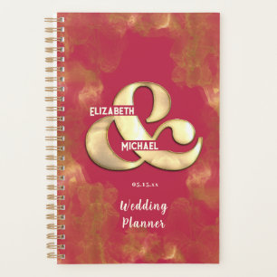 Agenda Boda Personalizada Magenta Rosa Dorado Elegante y 