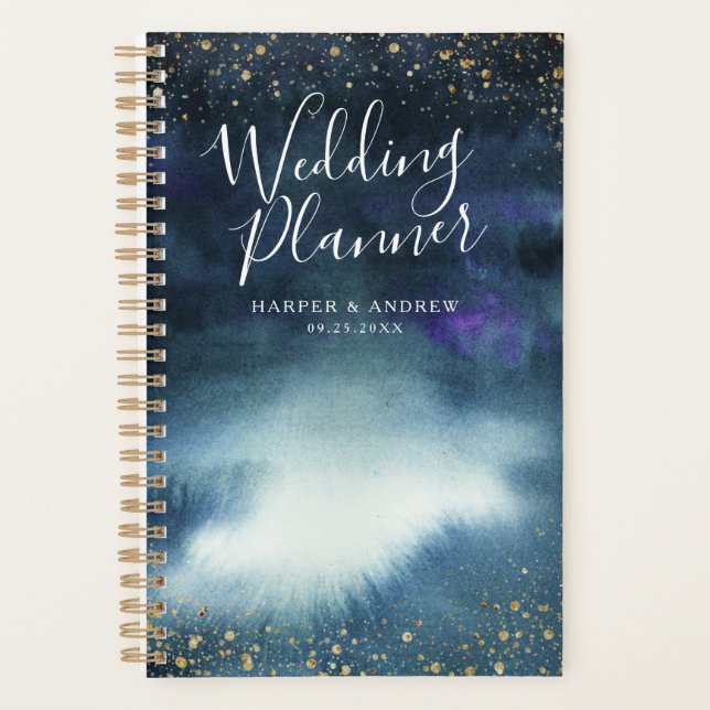 Agenda Boda personalizada Navy Blue Gold (Anverso)