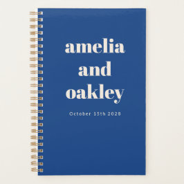 Agenda Boda personalizada Retro azul brillante Minimalist