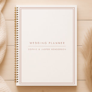 Agenda Boda planea elegantes Rosas de oro y blanco
