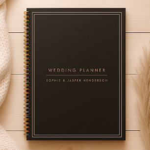 Agenda Boda planea elegantes Rosas de oro y negro