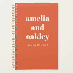 Agenda Boda Retro Personalizada Retro Naranja Brillante N