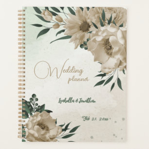 Agenda boda romántica champán flores vegetación
