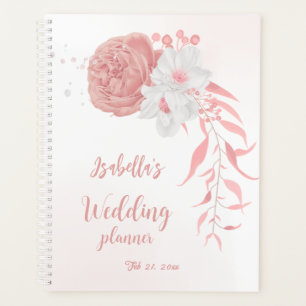 Agenda boda romántico de flores rosadas