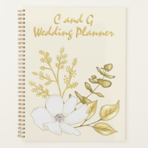 Agenda Boda romántico elegante de oro blanco floral