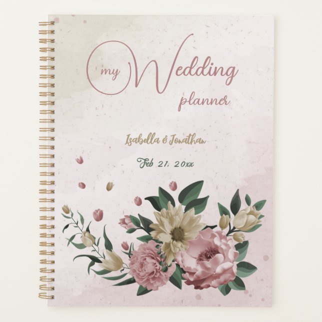 Agenda boda romántico rosa y champán (Anverso)
