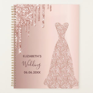 Agenda Boda rosa oro brillo gotas novia 2025