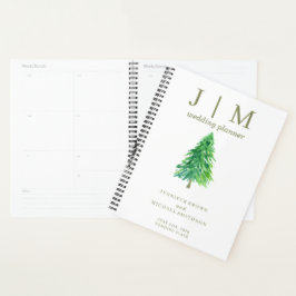 Agenda Boda Simple Día Acuarela Árbol Bosque